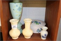 4 Vases Various Sizes & Covered Dish