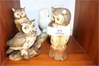 4 Owl Figurines