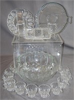 Pressed Glass Punch Set And Other Serving Pieces