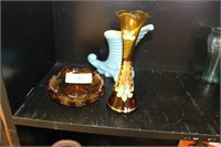 Pottery Vase, Bud Vase & Coin Glass Dish