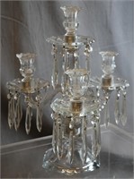 Vintage Glass Candelabra with Prisms