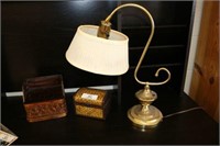 2 Wicker Style Containers & Desk Lamp