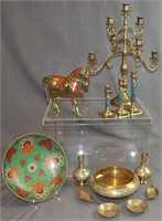Vintage Decorative Indian Brass Pieces, Candelabra