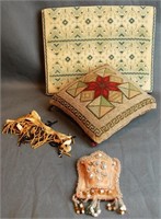 Vintage Beaded Pillow, Cross Stitch Clutch…