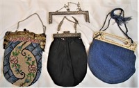 3 1920s/30s Handbags and a Silver Plate Bag Frame