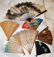 Old Asian Carved Wood, World's Fair &  Paper Fans