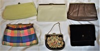 4 Midcentury Clutches and 2 earlier Evening Bags