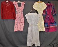 Lot of Five 20th C. Dresses, Blouse and Aprons