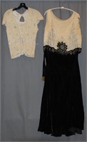 1920s/30s  Beaded Silk Velvet and Chiffon Gown