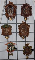 5 Vintage Lux and Keebler Miniature Cuckoo Clocks
