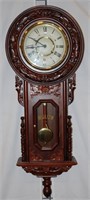 Carved Wooden Antique Style Wall Clock with Chime
