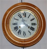Round Wooden Wall Clock W/Chime Pine Clocks