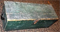 Primitive Wooden Trunk in Old Green Paint