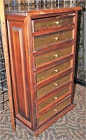 Small Brass Front  7 Drawer Vintage Cabinet