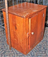 Small Antique Pine Commode with China Chamber Pot
