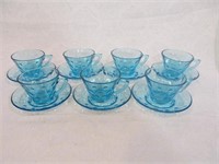 Blue mid century cups & saucers