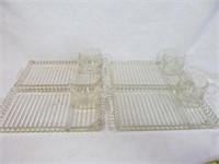 Snack set, 3 square bottom cups, 1 round bottom