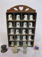 Thimble Collection in Wooden Display