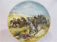 Large plate, Indians & stagecoach