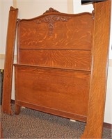 Victorian Six Feet Tall Carved Oak Double Bed