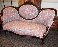 Victorian Carved Mahogany Cameo Back Settee