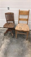2 Oak office chairs