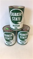 3 Quaker State oil cans