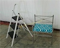 Metal vanity bench and 3 step folding stool