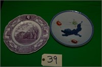 PAIR OF PLATES - ADVERTISING MONTICELLO & FOO DOG