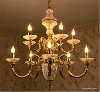 Brass & Crystal Chandelier