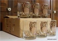 18 Pc Lot - Old Fashioned glasses with Gold Owls