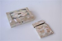 2 antique mother of pearl items,