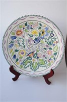 Large hand painted Poole pottery charger by Donna