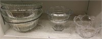 shelf lot: 4 glass punch bowls crystal compote