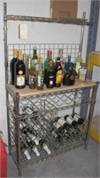 Chromed wire shelving unit w/wine racks
