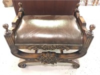 Vintage leather stool. 

Leather has some