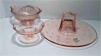 DEPRESSION GLASS HANDLED SERVING DISH +