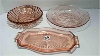 3 PIECES OF DEPRESSION GLASS