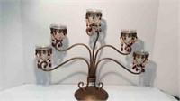 BEADED CANDELABRA WITH GLASS INSERTS