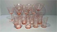 ASSORTMENT OF ETCHED DEPRESSION GLASS GLASSES