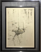 Framed Sailboat Scene Print