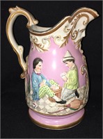 Hand Painted Porcelain High Relief Pitcher