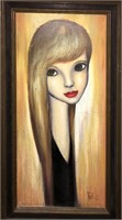 Oil On Canvas Portrait Of Girl Signed Ropp '62