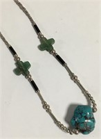 Sterling Silver And Turquoise & Hardstone Necklace