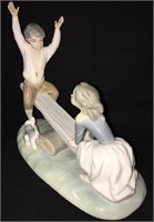 Lladro Figural Grouping, Boy And Girl On Seesaw