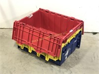 Lot of Three Plastic Totes with Folding Lids