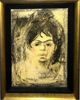 Pascal Cucaro Oil On Canvas Portrait Of Woman