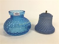 Lot of Two Blue Glass Lampshades