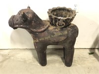 Terra-Cotta Donkey with Basket Planter