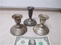 3 Weighted Sterling Silver Candlesticks - 1lb